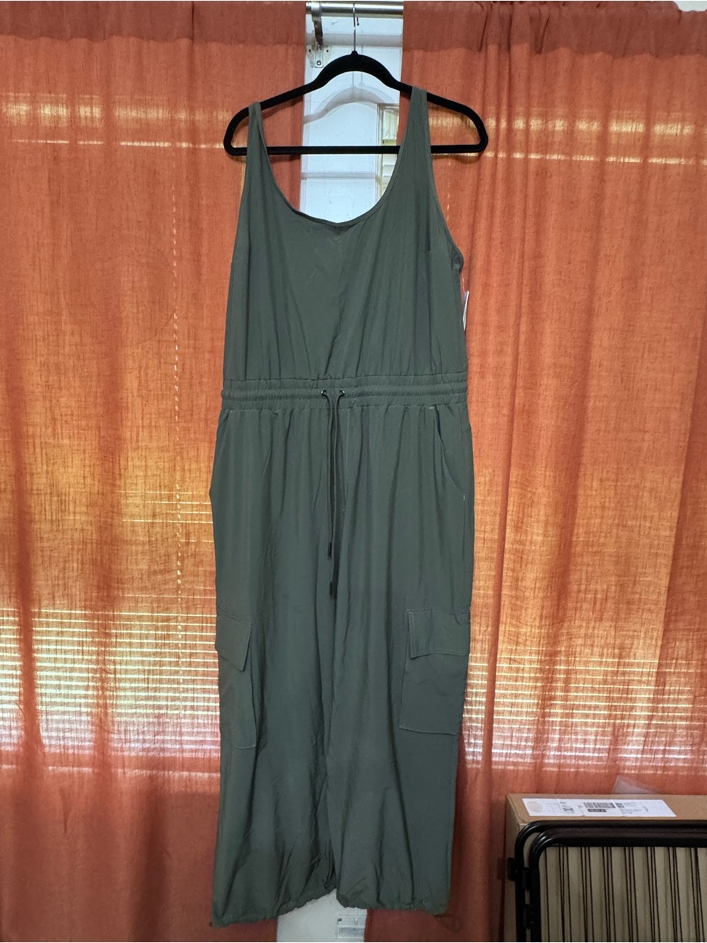 Abercrombie & Fitch Olive Green Sleeveless Drawstring Jumpsuit